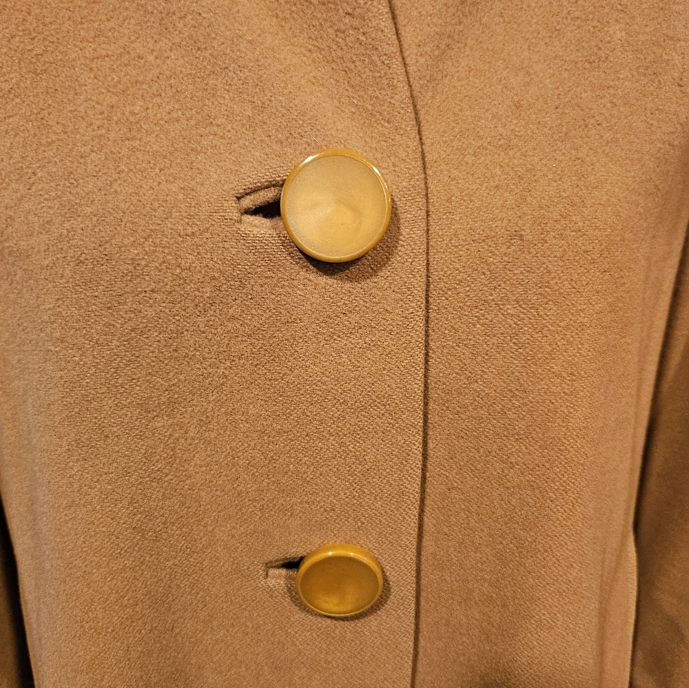 Cashmere Fur Collar 50s/60sVintage Camel Swing Coat Large, Size 10/12 - Picture 8 of 17
